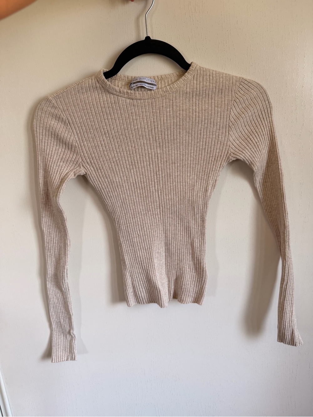Urban outfitters ribbed Long-Sleeve Knit Top - Beige